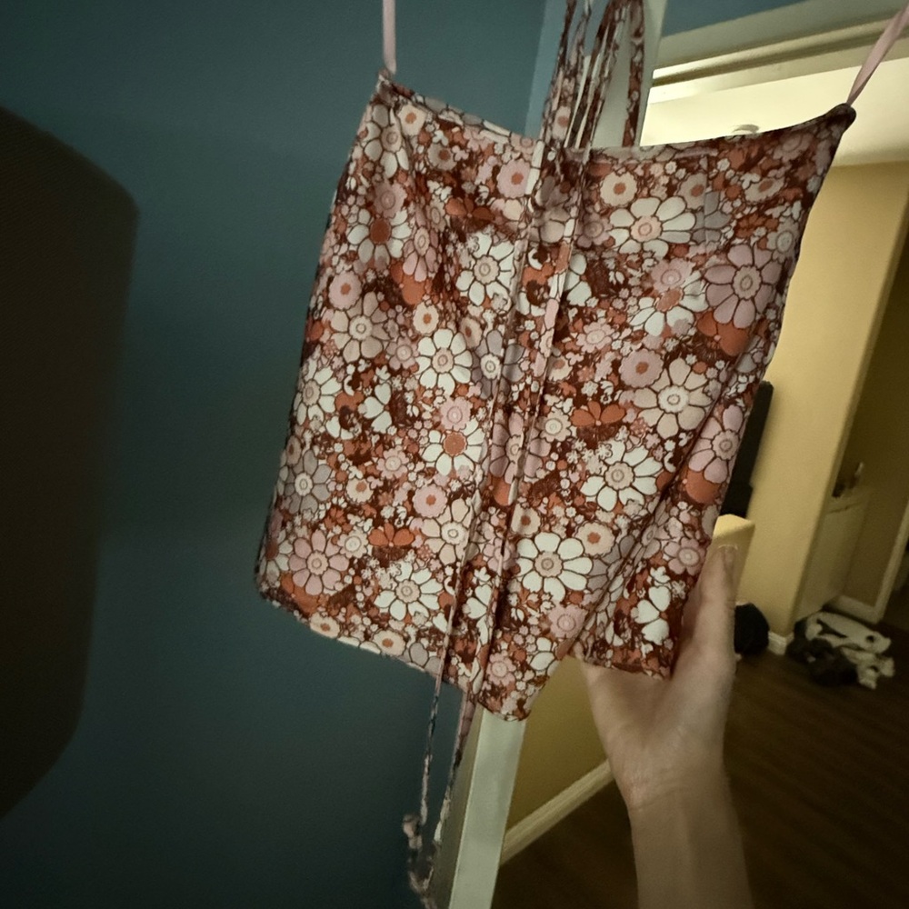 Cotton Candy Pink and Brown Floral Tie-Back Cami
